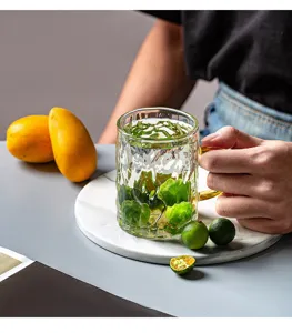 Tazza in vetro martellato con manico ambrato tazza d'acqua trasparente tè caffè casa