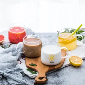 Clear heat-resistant glass coffee mug with handle Nordic minimalist transparent milk tea cup