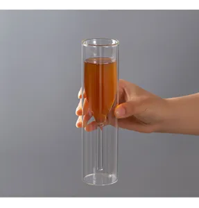 Bicchiere da champagne a doppia parete creativo interno flauto in vetro trasparente per bar