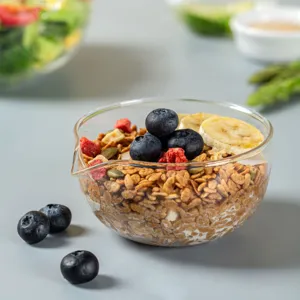 Heat Resistant Glass Bowl With Pour Spout Clear Dessert Bowl Small Sauce Bowl For Baking Microwave Safe Tableware