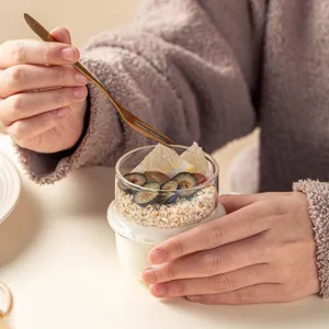 Conische glazen beker voor latte koffie yoghurt en dessert helder glas servies moij
