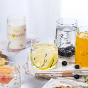 Simple ins style heat-resistant glass cup cute fresh milk breakfast yogurt cup tableware