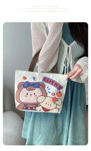 Borsa Tote In Tela Cartoon Borsa Carina Casual Commuter Lunch Bag Per Uso Quotidiano
