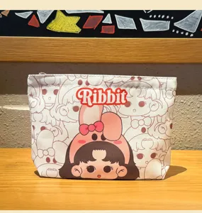 Niedliche Cartoon-Leinwand Make-up-Tasche mit Reißverschluss, tragbare Kosmetiktasche.