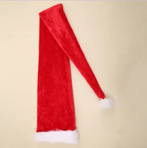 Extra long plush Christmas hat holiday party costume decoration prop red and white soft