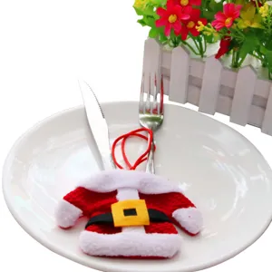 Christmas tableware holder Santa Claus coat cutlery bag for holiday table party decoration gifts