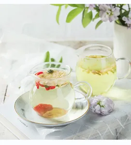 Hitzebestaendige Glas Teekanne Karaffe Set fuer traditionelle Kung Fu Teezeremonie klar.