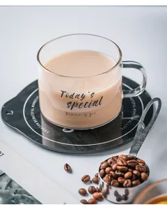 Tazza da caffe in vetro trasparente con manico tazza da latte estetica per ufficio