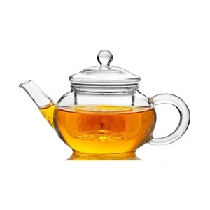 Teiera in vetro trasparente con infusore, resistente al calore per tè sfuso, casa e ufficio.