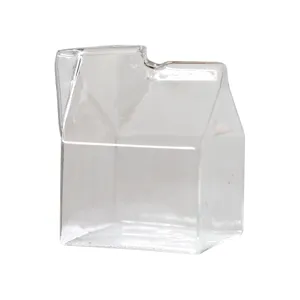 Transparant glas melkpak vorm kopje unieke ontbijtbeker veelzijdige vaas desktop decor