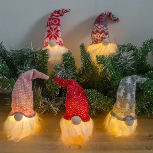 Weihnachtsgnom LED beleuchtete gesichtslose Puppe Set festliche Tisch Deko Plüschfigur