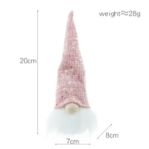 Weihnachten rosa Pailletten Gnome Plüsch Ornament mit Licht, festliche Feiertag Hängedeko.