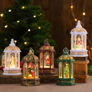Noel LED lanterne a eau boule a neige paillettes decorative veilleuse de bureau lampe