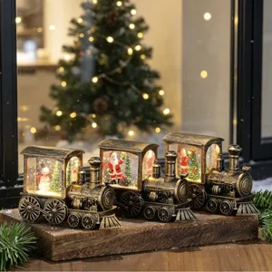 Weihnachtszug Licht Wasserlaterne Dekoration, Retro Gold Weihnachtsgeschenk Tisch Nachtlicht.