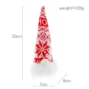Weihnachten leuchtende Wichtel Plüschpuppe Anhänger, rot weiß gestrickte Mütze Deko.