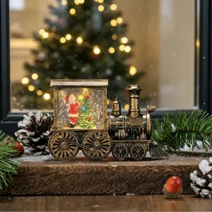 Weihnachten Glitzer Wasser Schneekugel Zug Dekoration LED Nachtlicht fur Heimdekoration