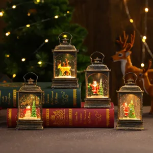 Lanterne à neige lumineuse de Noël veilleuse LED vintage décoration de table de fête