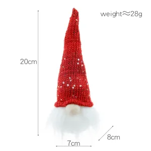 Niedlicher Weihnachts Wichtel Plüschpuppe mit rotem Mütze und weißem Bart für Baum.