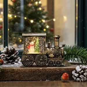 Weihnachten Schneekugel Zug LED Wasser Licht Laterne Ornament Feiertag Dekoration