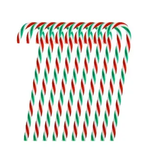 Kerst zuurstok hangende ornamenten, rood wit en groen gestreepte boomdecoratie 10stuks