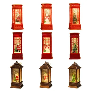 Noël lumineux boule de neige cabine téléphonique et veilleuse lanterne vintage décoration de bureau