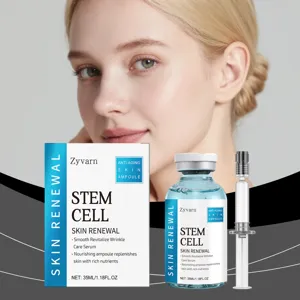 Nahaufnahme Detail der Zyvarn Anti-Aging Stammzellen Erneuerung Gesichts-Serum Flasche.