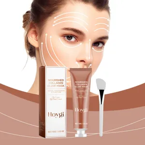 HOYGI Nourished Collagen Glow Mask Set with Brush Herbal Skincare Peel Off Mask 100g