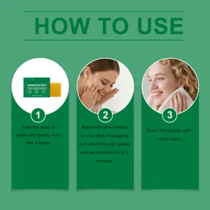 Savon nettoyant facial au curcuma et acide kojique pour une peau éclatante et douce.