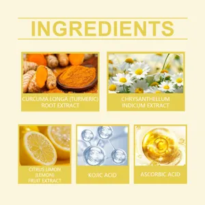 Detail des ingredients du nettoyant facial HOYGI au curcuma avec extraits naturels.