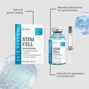 Zyvarn Stammzellen Anti-Aging Ampullen Serum Detailansicht mit Verpackung und Elementen.