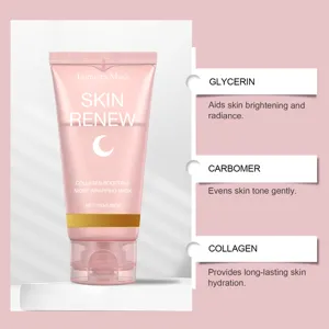 Mascarilla facial de noche con colágeno y glicerina para hidratación profunda y luminosidad.