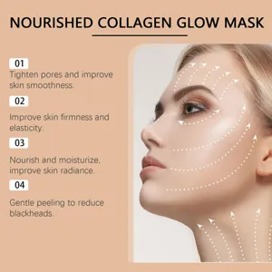 Close-up view of collagen mask usage direction, highlighting pore tightening and skin glow.