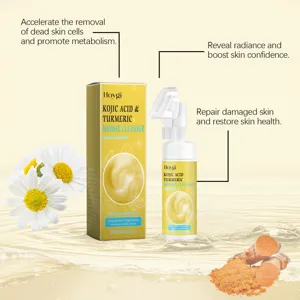 HOYGI Nettoyant Mousse Visage au Curcuma et Acide Kojique avec Brosse pour un Soin Doux.