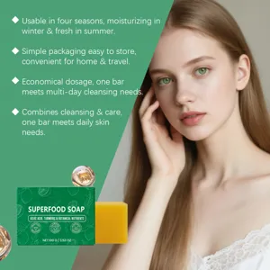 Savon facial au curcuma et acide kojique pour nettoyage en profondeur, contrôle du sébum et soin.