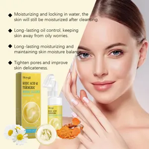 HOYGI mousse nettoyante visage curcuma acide kojique nettoyage doux hydratant pores