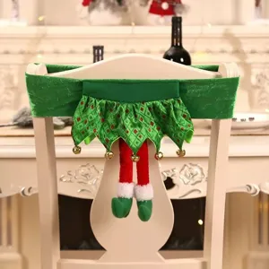 Christmas elf chair cover with cute legs and bells festive dining room holiday decor