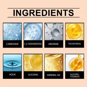 Skincare cream key ingredients infographic showing hydrating components like glycerin and tocopherol.