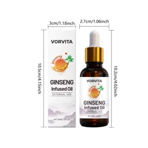 VORVITA Huile Essentielle de Soin Visage Infusée au Ginseng 30ml Flacon Pipette Spécification