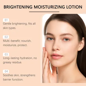 Detail view of brightening moisturizing facial lotion, gentle skincare formula for daily use.