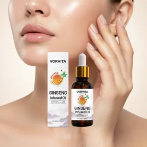 Huile visage au ginseng VORVITA détail, essence de soin hydratante légère pour une belle peau