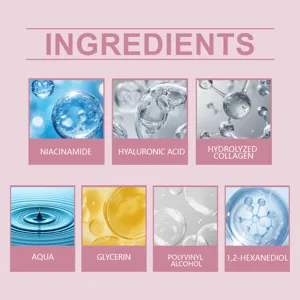 Gráfico de detalle de ingredientes de la mascarilla facial peel-off de colágeno y cuidado.