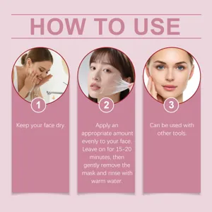 Imagen de detalle que muestra claramente los pasos de aplicación para la mascarilla de colágeno.