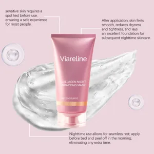 VIARELINE mascarilla facial de noche colágeno peel off detalle, 75g cuidado hidratante tubo.