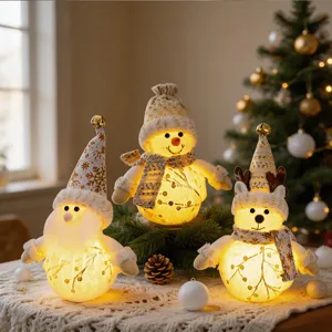 Nordic Luminous Santa Claus Snowman Elk Plush Ornament Christmas LED Night Light Desktop Window Festival Home Decor