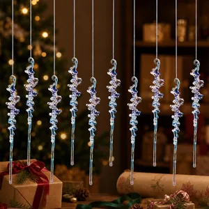 Ornements suspendus de glaçons irisés en acrylique, parfaits pour la décoration de Noël.