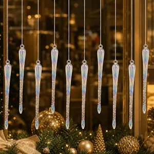 Ornements de glaçons irisés en acrylique suspendus pour sapin de Noël décoration de fête