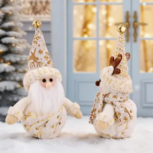 Nordic plush luminous snowman Santa Claus ornaments, Christmas desktop window holiday decor.