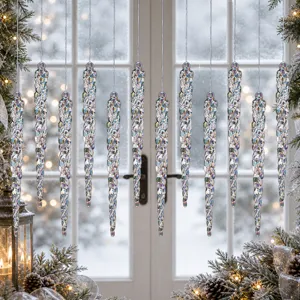 Suspensions de glaçons irisés en acrylique pour décoration de sapin de Noël, fête d'hiver.