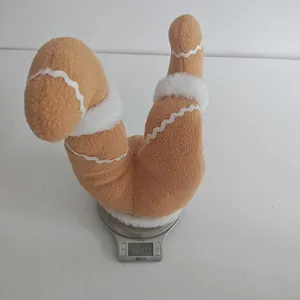 Christmas plush leg decor, fluffy festive tree insert ornament for holiday party display.
