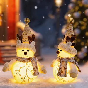 Nordic Plush Glowing Snowman Christmas Ornament Festive Night Light Desktop Holiday Decor
